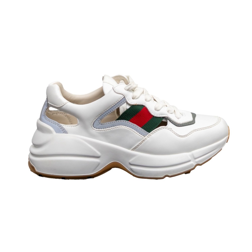Authentic Gucci Rhyton Off The Grid Sneakers White Green Red Size EU 35 US 5 - Picture 3 of 14